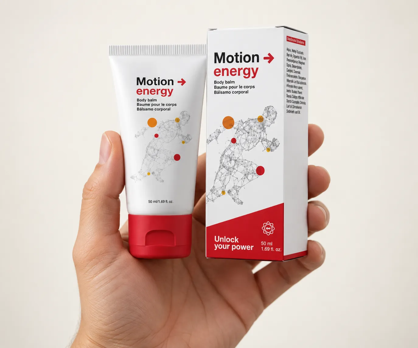 Motion Energy — the package held in a hand