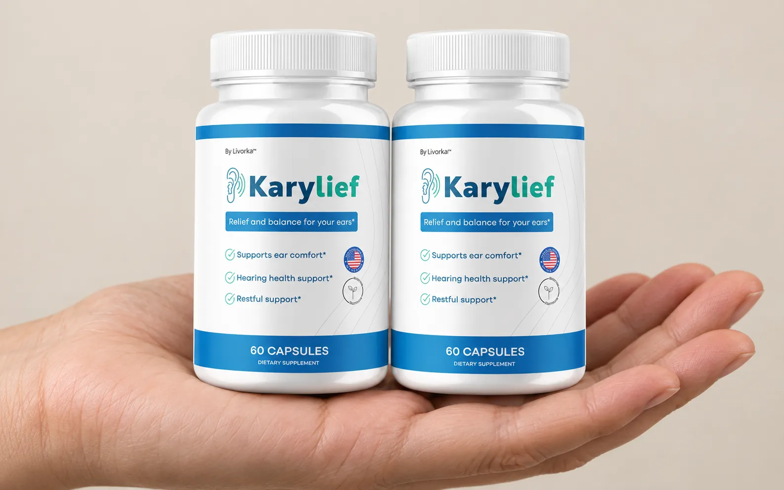 Karylief — the package held in a hand