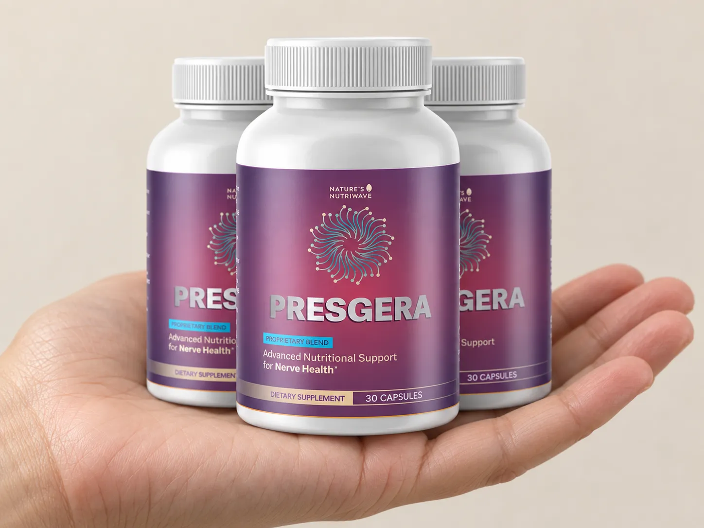 Presgera — the package held in a hand