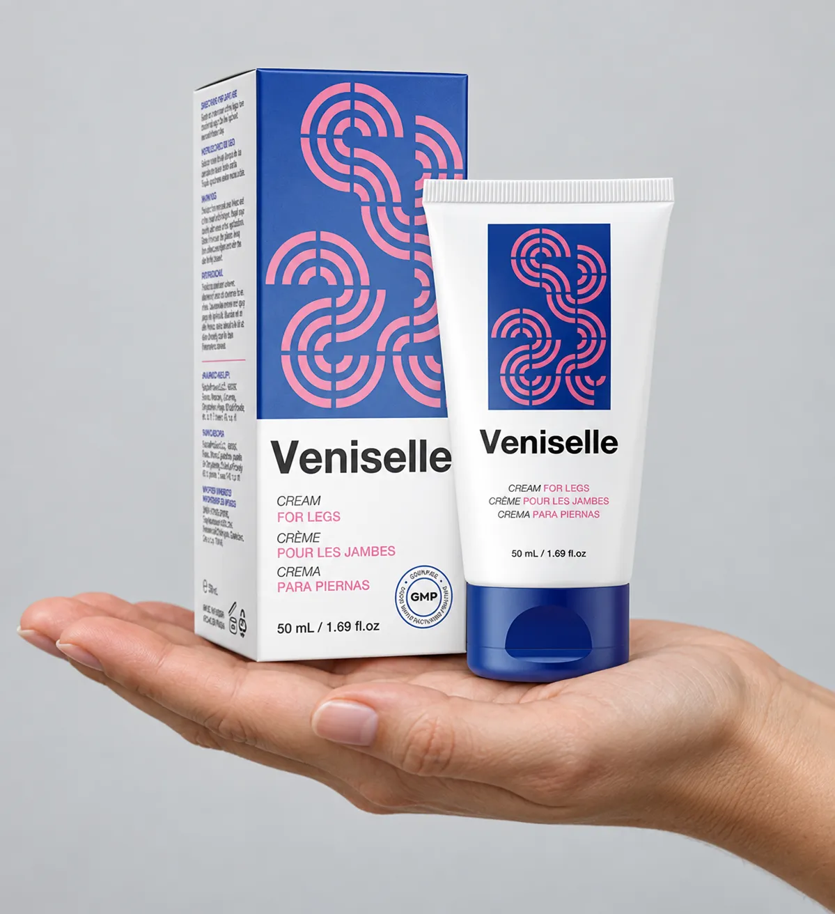 Veniselle — the package held in a hand