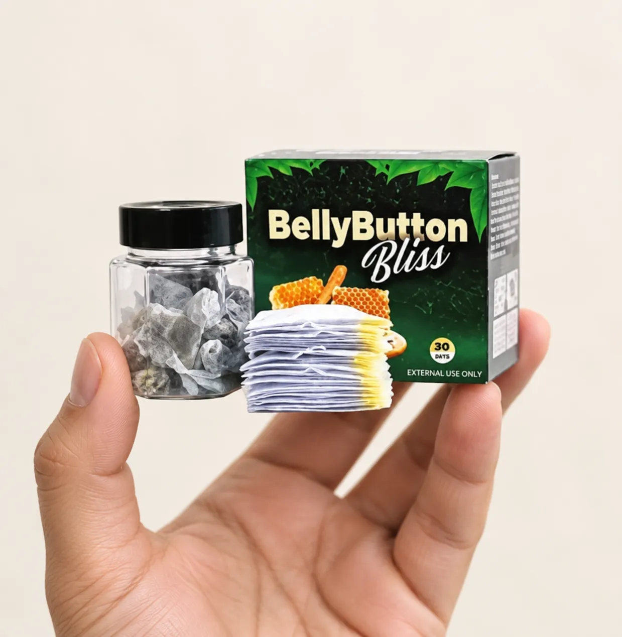 Belly Button Bliss — the package held in a hand